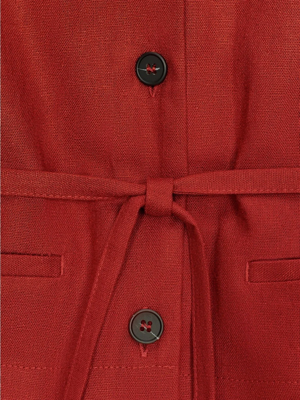 Zara Rust Red linen Sleeveless Wide-Leg Jumpsuit playsuit with Tie Waist
